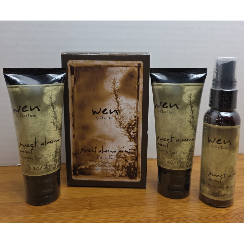 Wen by Chaz Sweet Almond Mint 3pc Travel Kit Cleansing Conditioner NIB Sealed